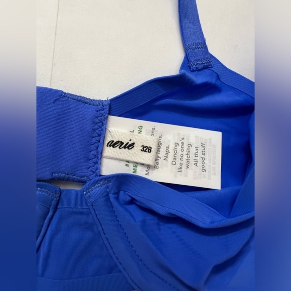 Aerie SMOOTHEZ Mesh Unlined underwire Royal Blue bra size 32B NWT - Picture 2 of 3